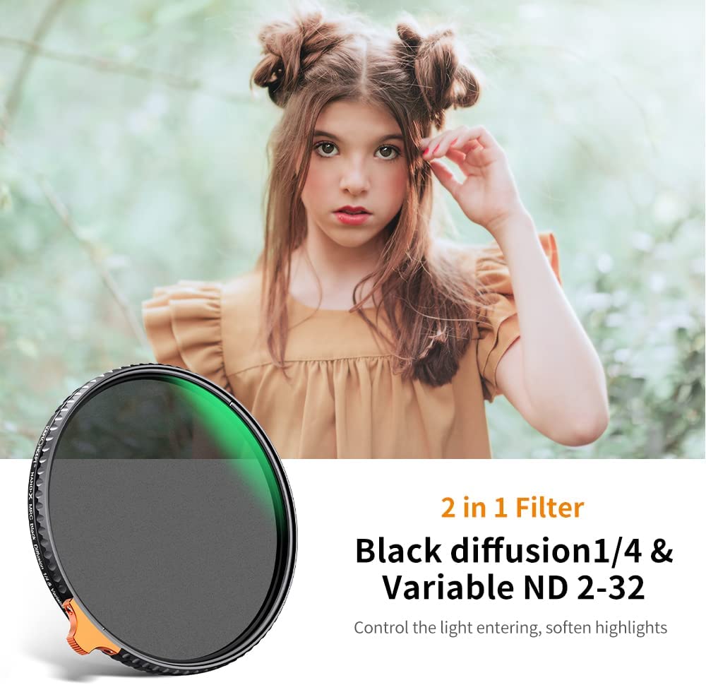 K&F Concept 62mm Black Diffusion 1/4 Effect & Variable ND2-ND32 ND Filter KF01.1812 - 3